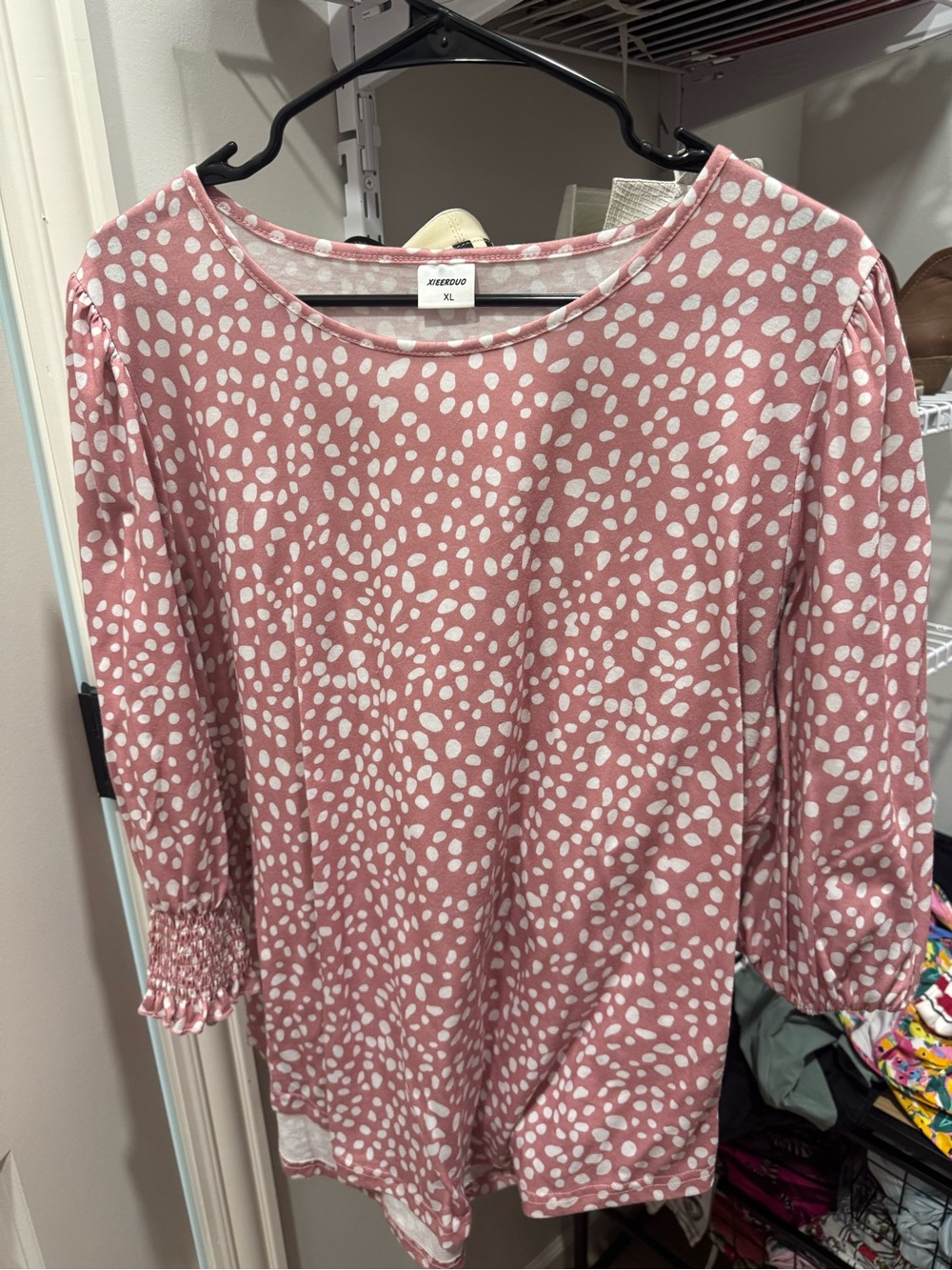 Pearl-Print Pink Long Sleeve Women's Top